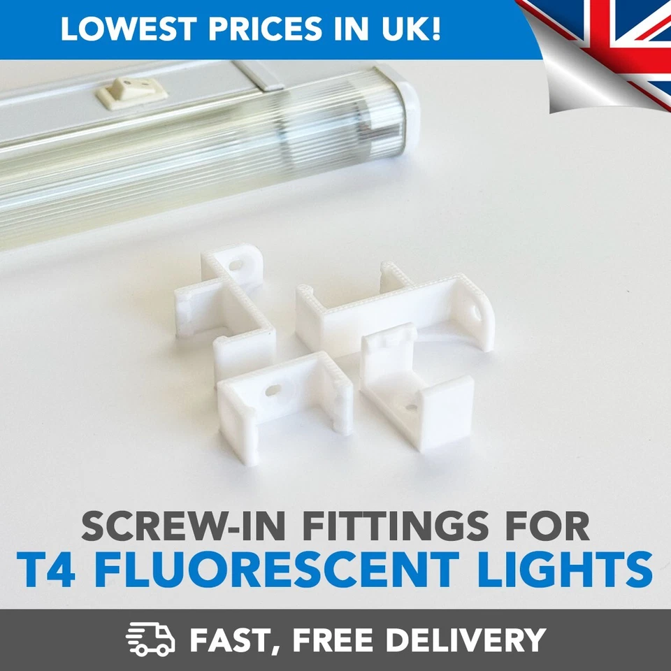 2 x T4-Bracket Fixing Bracket Clips for T4 Fluorescent Strips - Image 1 of 1