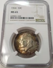 *TONED* 1964 KENNEDY 50C HALF DOLLAR NGC MS65 #6299051-020