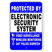 Protected Electronic Security System Video Surveillance Sign / Decal   /  S54