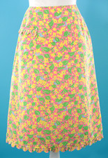 VTG Women's 60s Yellow Pink  Green Floral Print Lilly Pulitzer Skirt Sz M 1960s