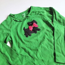 Gymboree Girls sz 5 Cheery All the Way Green Scottie Dog Bow Tee Shirt NWT