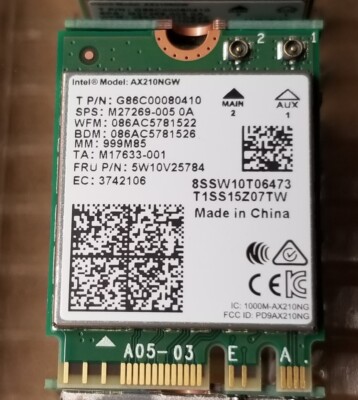 Intel AX210 WiFi 6E upgrade for ThinkPad T470s FRU 5W10V25784