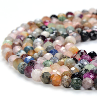 3MM Natural Multi Color Mix Stones Micro Faceted Round 15.5 inch (80017903-P82)