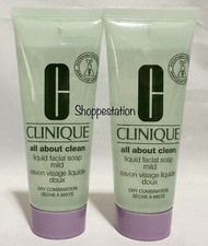 Lot Of 2 Clinique All About Clean Liquid Facial Soap MILD 2.5oz / 75ml Each