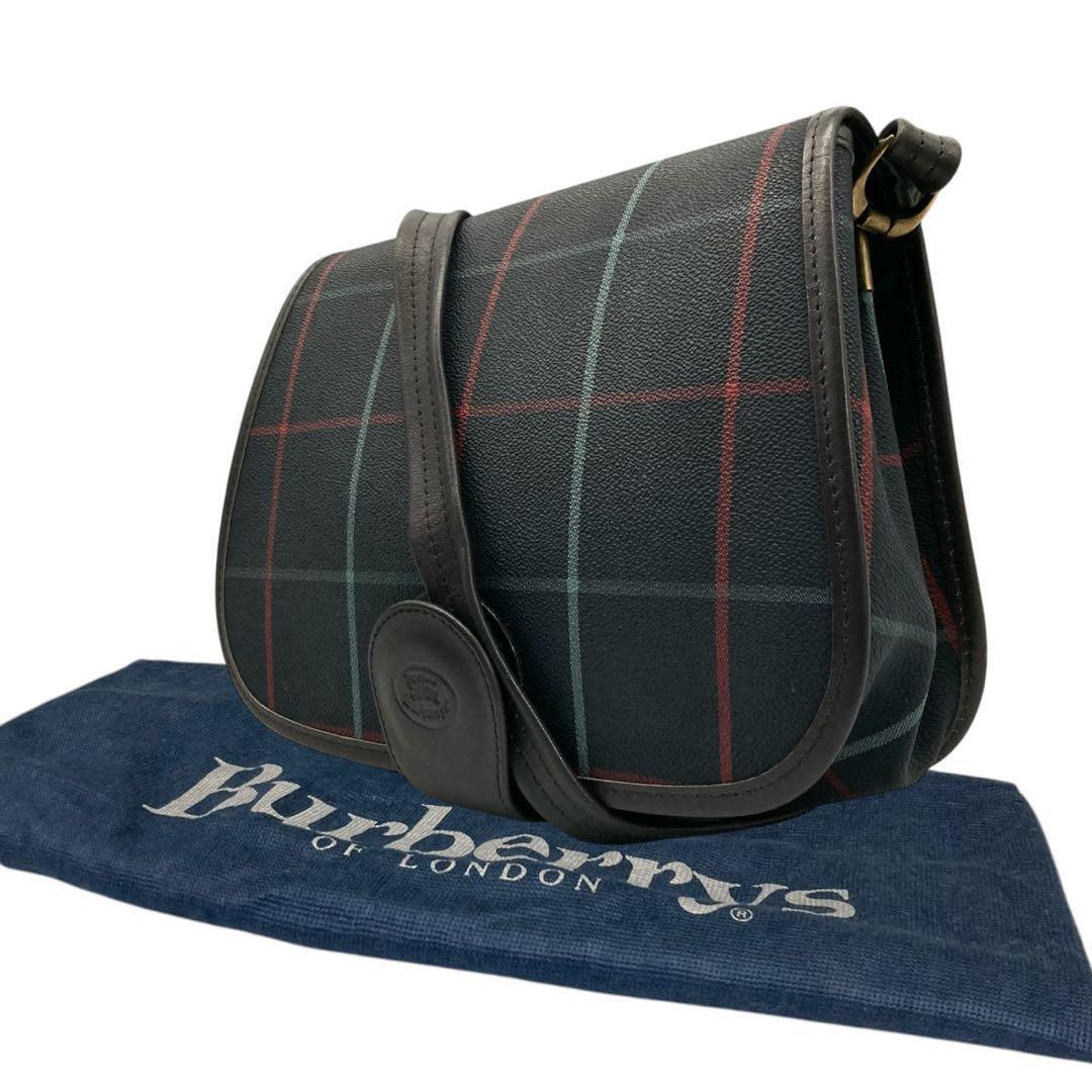 Burberry Shoulder Bag Nova Check Leather Navy Authentic F1205347