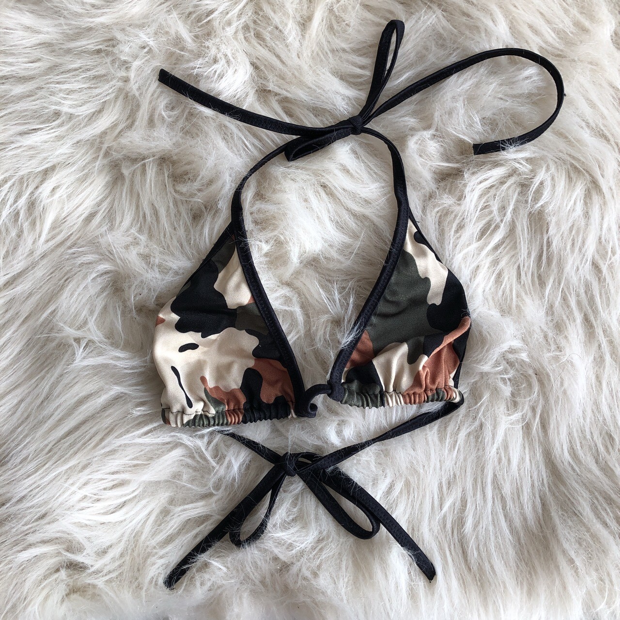 Camouflage Triangle String Bikini Top ONE SIZE - image 1