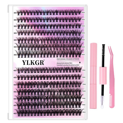 Lash Extension Kit DIY 280PCS Lash Clusters Thick Eyelash Extension Kit, 30D 40D