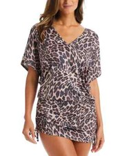 Bar III Women's Beach Cheetah-Print Cover-Up Caftan, Natural, S