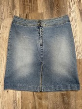 Vintage Ralph Lauren Denim Skirt Size 8 Front Slit Light Wash