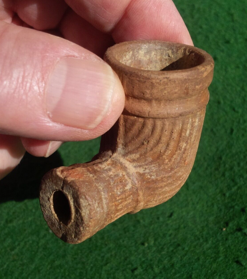21/4" PAMPLIN CLAY TRADE PIPE ANTIQUE CLAY PIPE ARROWHEAD PAMPLIN PIPE