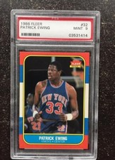 1986 Fleer #32 Patrick Ewing PSA 9 NM-MT New York Knicks