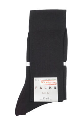 FALKE no.12 men's socks 43-44 black black Sea Island 100% cotton New