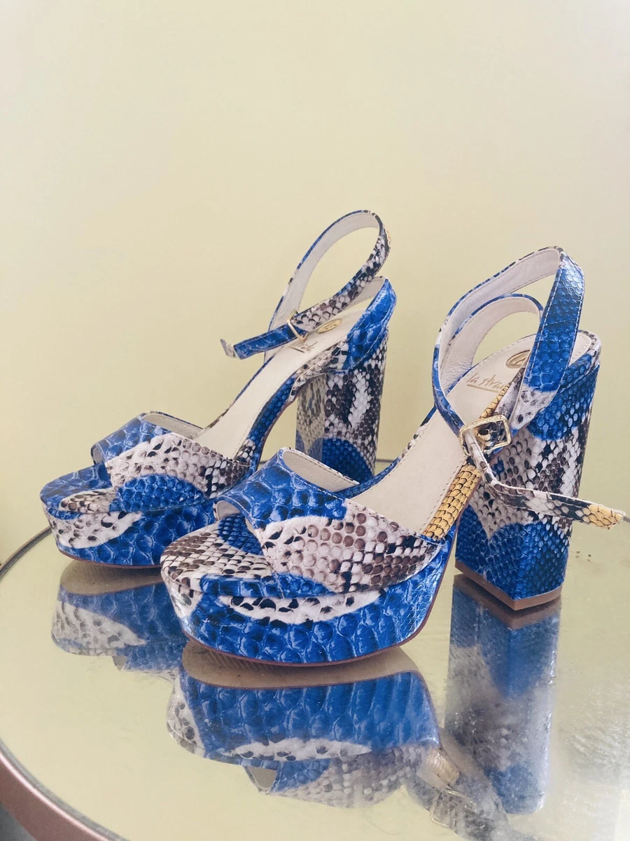 La strada blue snakeskin platform sandals size 36 uk 3 | eBay