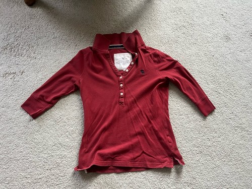 Abercrombie And Fitch Vintage 2006 3/4 Length Poli Shirt Red Women’s
