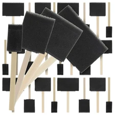 US Art Supply Variety Pack Foam Sponge Wood Handle Paint Brush Set (40 Pack)