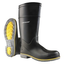 DUNLOP 899041333 Rubber Boot,Men's,13,Knee,Black,PR 2LMH9