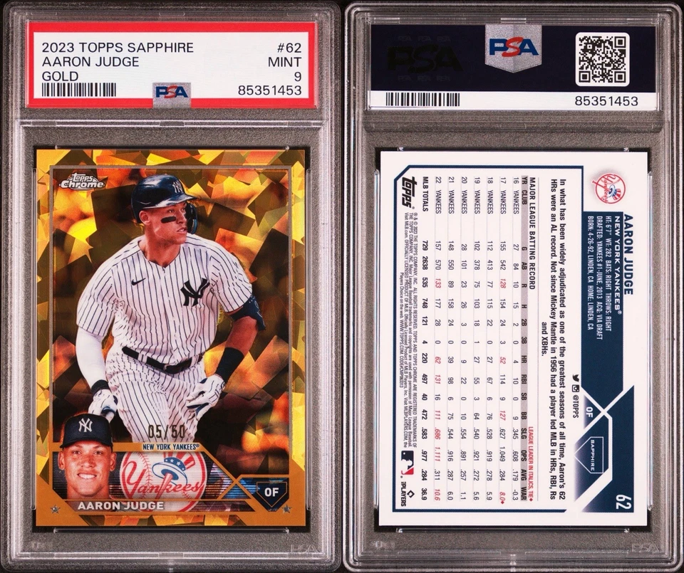 2023 Topps Chrome Sapphire Gold Aaron Judge /50 PSA 9 MINT - Image 3 of 3