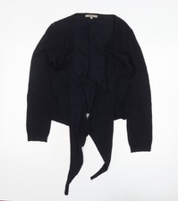 Kew Women's Black Wrap Cardigan L Viscose Nylon Knit Jumper