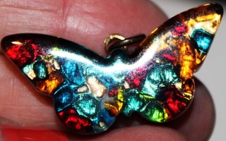 Fantastic vintage Italian MURANO GLASS signed butterfly pendant Lot#32