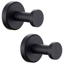 Matte Black Robe Towel Hook for Bathroom, 2 Pack Stainless Steel Coat Hooks, ...