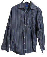 English Laundry Button Up Shirt Men's 16 34/35 Long Sleeve Blue Striped Cotton