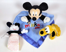 Disney Baby Mickey Mouse Security Blanket Plush Rattle Blue Satin 15 Mobiles