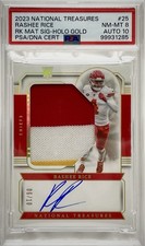 Rashee Rice 2023 National Treasures GOLD RPA 06/10 PSA 10 Auto | PSA 8 Chiefs