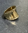 Gold Over Sterling Silver Wide Convex Cigar Band Ring Detailed Edge Vtg Sz 7