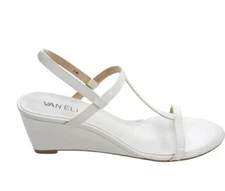VANELi Mohan T-Strap Wedge Sandal, White Leather, Women Size 9.5 M  NEW