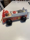 1968 Vintage Fisher Price Little People Fire Truck Engine 720 Wood Toy With Bell