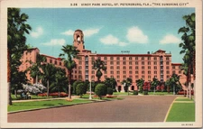 Vinoy Park Hotel, Art Deco, St Petersburg, Florida Vintage Linen Postcard