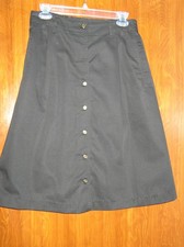Architect Women's Black Skirt Button Front Elastic Back Size 10 25"L New G1
