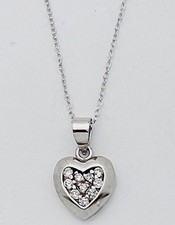 925 Sterling Silver 10 CZ Heart Necklace 16  2  Ext