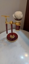 Vintage Shaving Kit Razor And Badger With Stand RARE unique