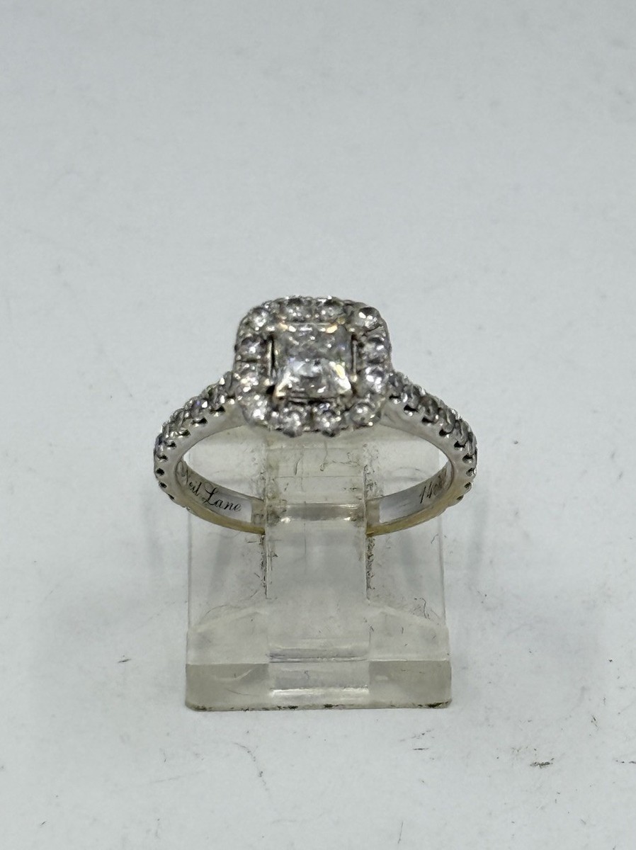 Neil Lane 14k White Gold 3/5ct Princess Cut Halo Engagement Ring