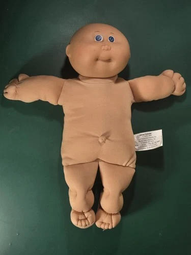 1982 Cabbage Patch Kids Doll Bald Open Mouth Dimples Blue Eyes Bald Head 13.5"