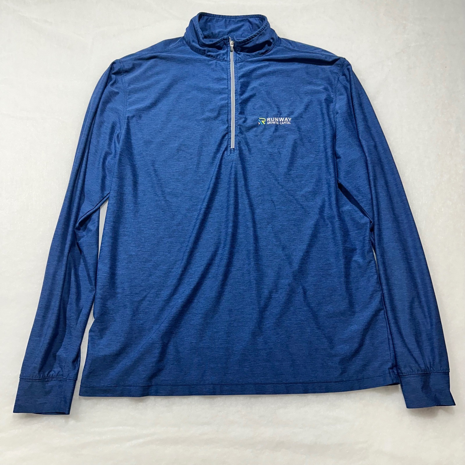 Straight Down Mens 1/4 Zip Pullover Blue Heather Performance Golf Shirt Large*