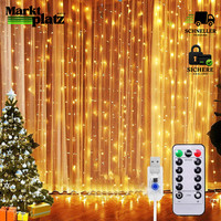 Lichtervorhang 3X2M 200 LED Mit Fernbedienung Timer 8 Modi IP65