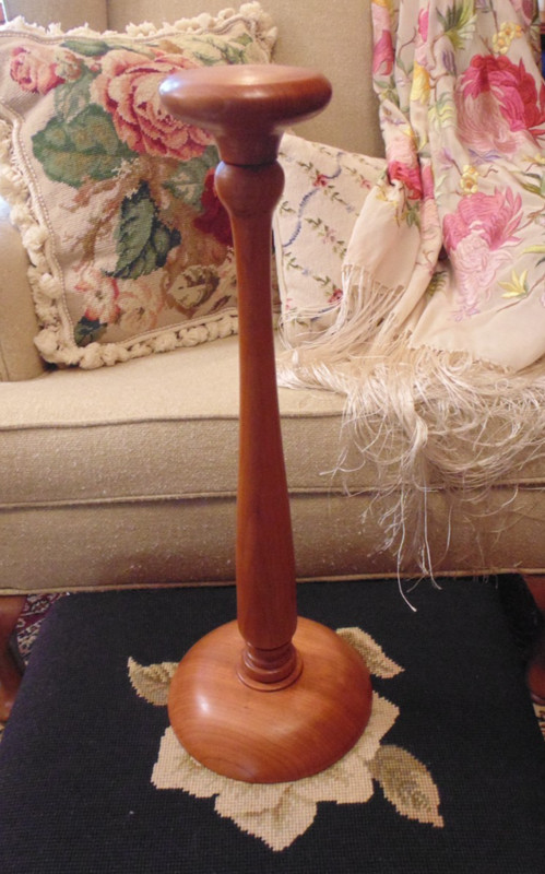Hand Turned Solid Cherry Wood Hat Stand Vintage Hat Millinery Display 18.5" Tall