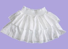 Girls NWT size 5, 6 SUMMER WHITE SMOCK WAIST LAYER TIERED SKIRT