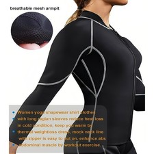 Women's Neoprene Sauna Sweat Suit Zipper Fitness Workout Long Sleeve Jacket Top