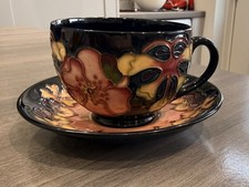 Vintage Moorcroft Pottery Cup and Saucer. Marjorie Hill Design Signed.