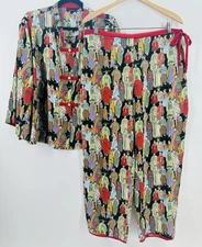 Womens Cotton Asian Print Pajama Set Loungewear Natori Sz L R1001