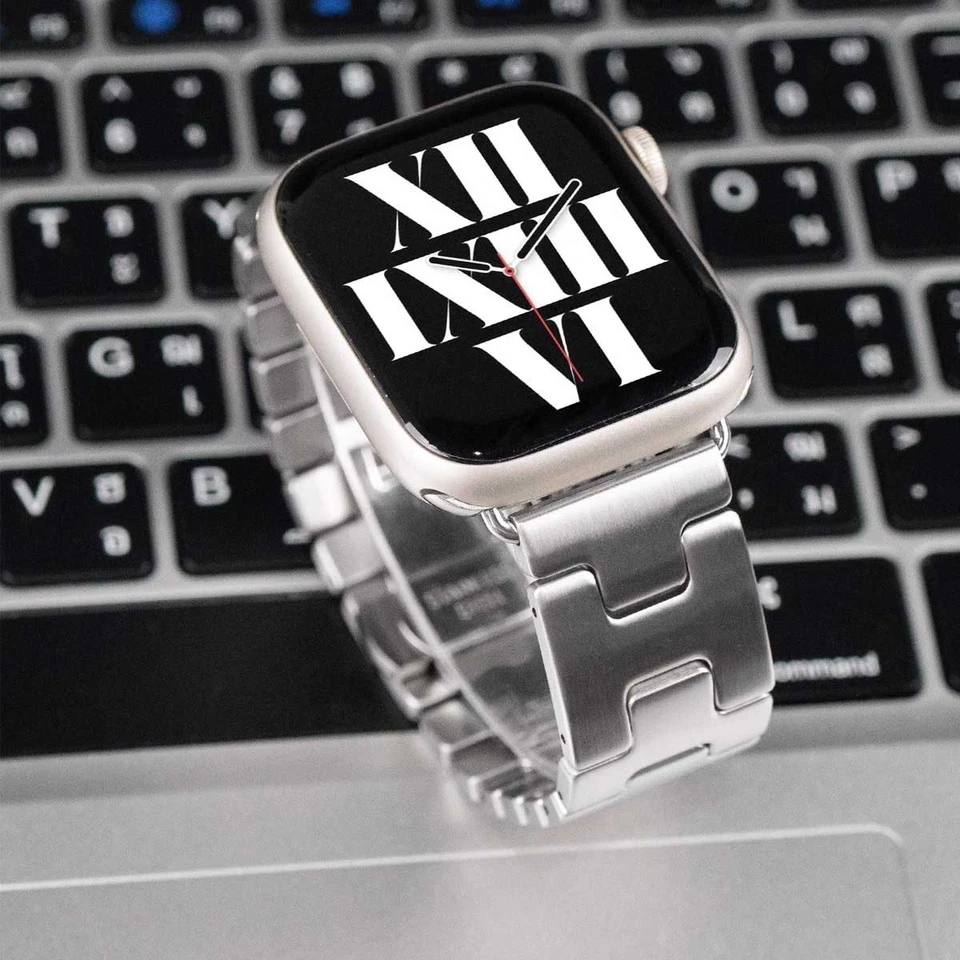 Correa de reloj Grand H satinada 42/46/49 mm para Apple Watch Hermes Ultra y billetera Foto 4 de 4