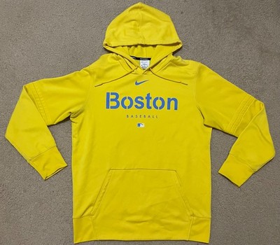Nike MLB Boston Red Sox City Connect Hoodie Mens M Yellow Therma
