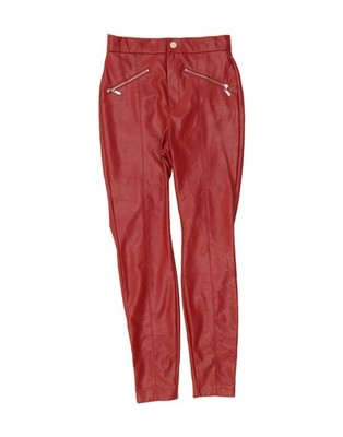 ZARA Damen Skinny Kunstleder Hose Small W26 L27 Rot Polyurethan DV78