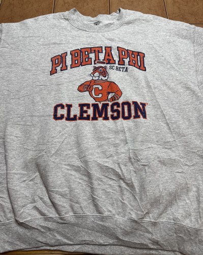 Pi Beta Phi Clemson Tigers Sweatshirt Sz XL Double Sided Gildan Heavyweight - Picture 1 of 6
