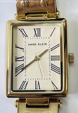 Anne Klein Gold Tone Black Leather Roman Numeral Ladies Watch 21.7g