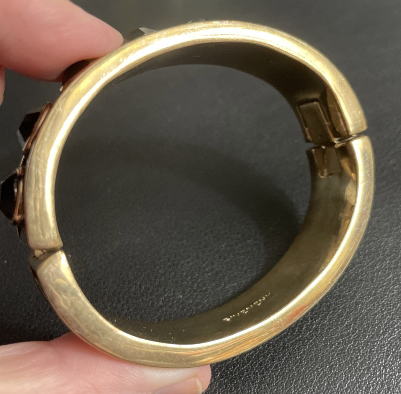 GIVENCHY Hinged Bangle Designer Elegant Black Ena… - image 4