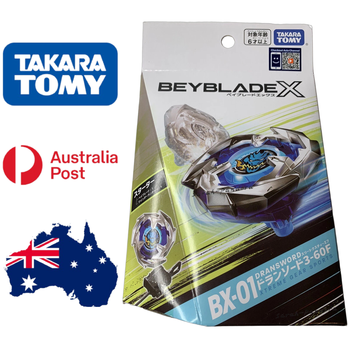 Takara Tomy BEYBLADE X BX-01 Dransword 3-60F Starter Official AU
